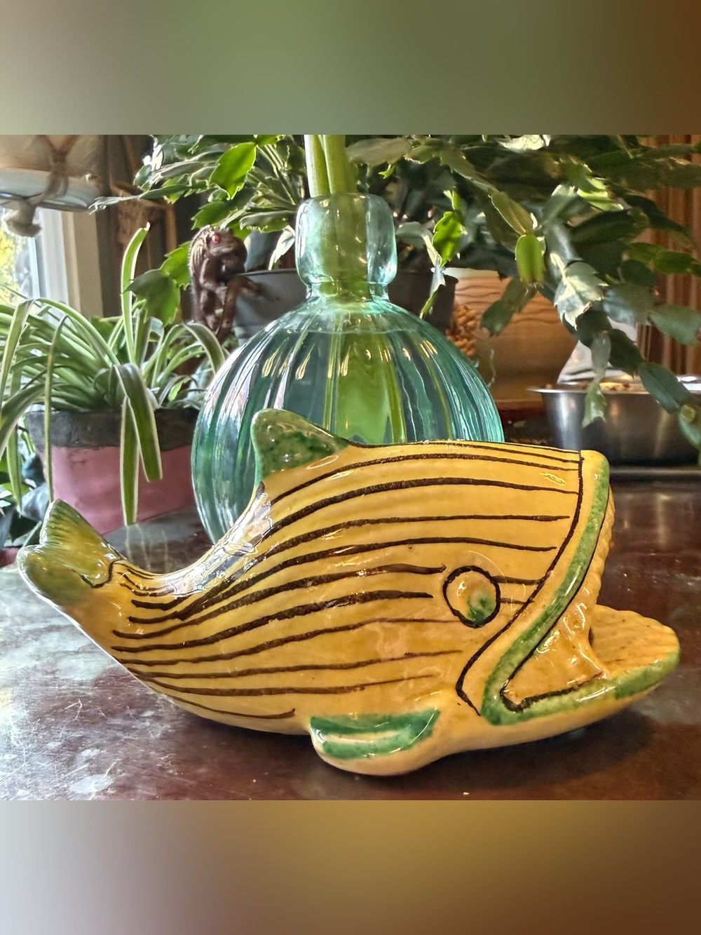 Vintage Sponge Holding Yellow Fish Handmade in ITALY